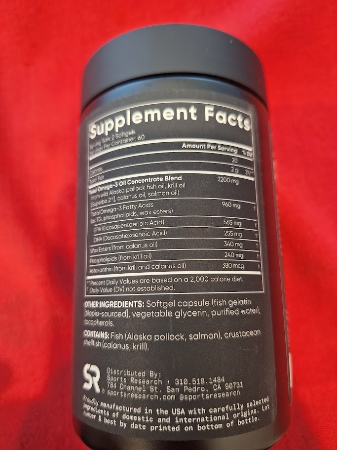 Sports Research Total Omega-3 Fish Krill Oil 120 Softgels Sealed Exp 07/2028