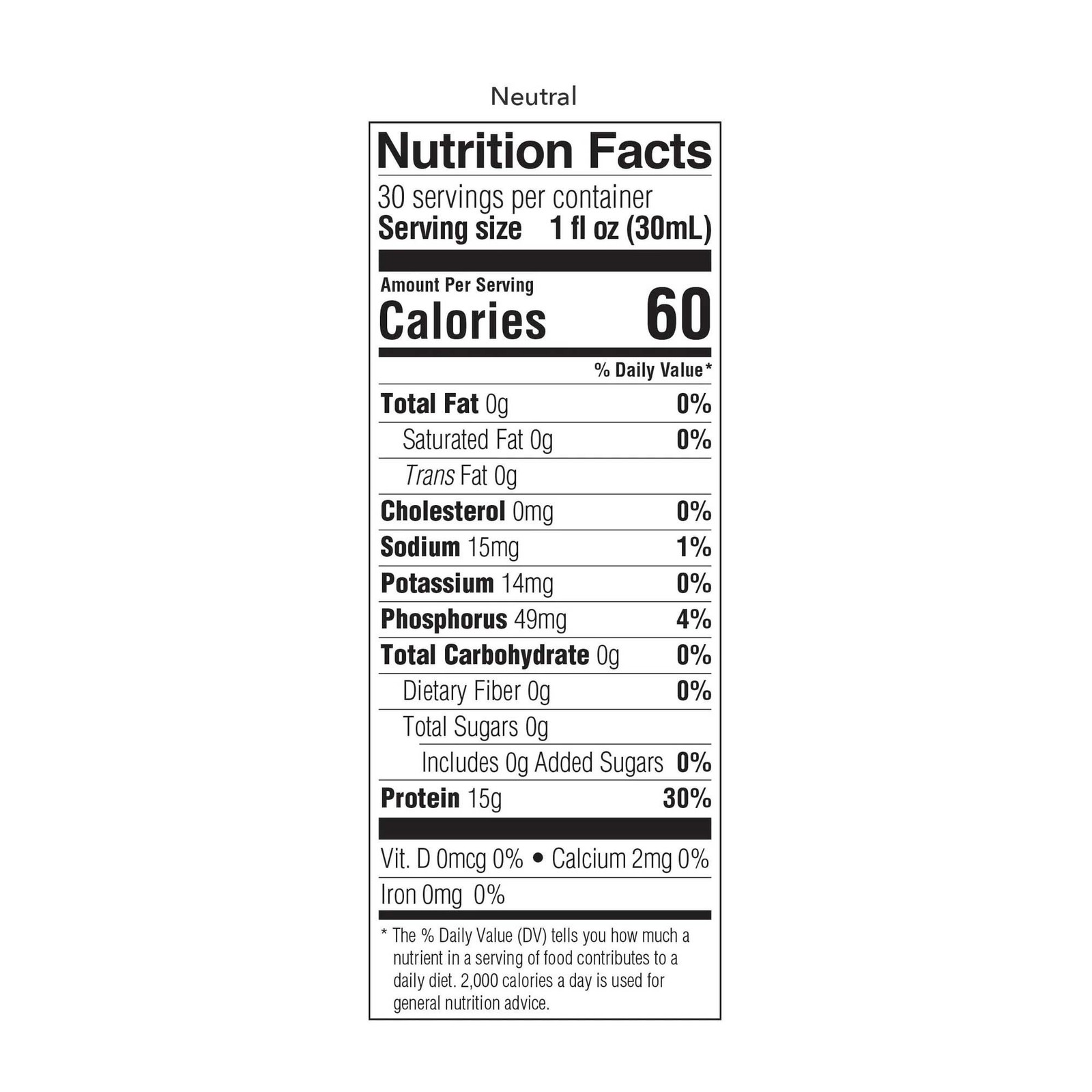 ProSource NoCarb Oral Supplement Neutral Flavor 30 oz Bottle