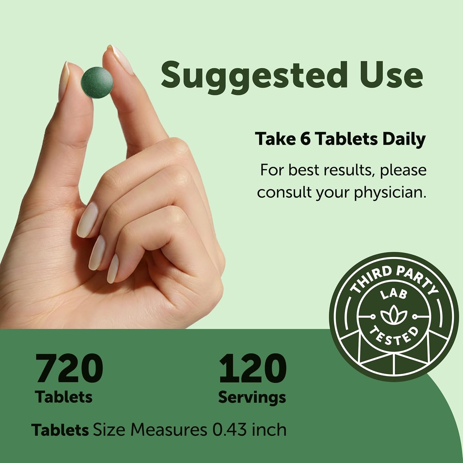 Organic Spirulina Chlorella Tablets – 720 Count, 4 Supply for Vitality