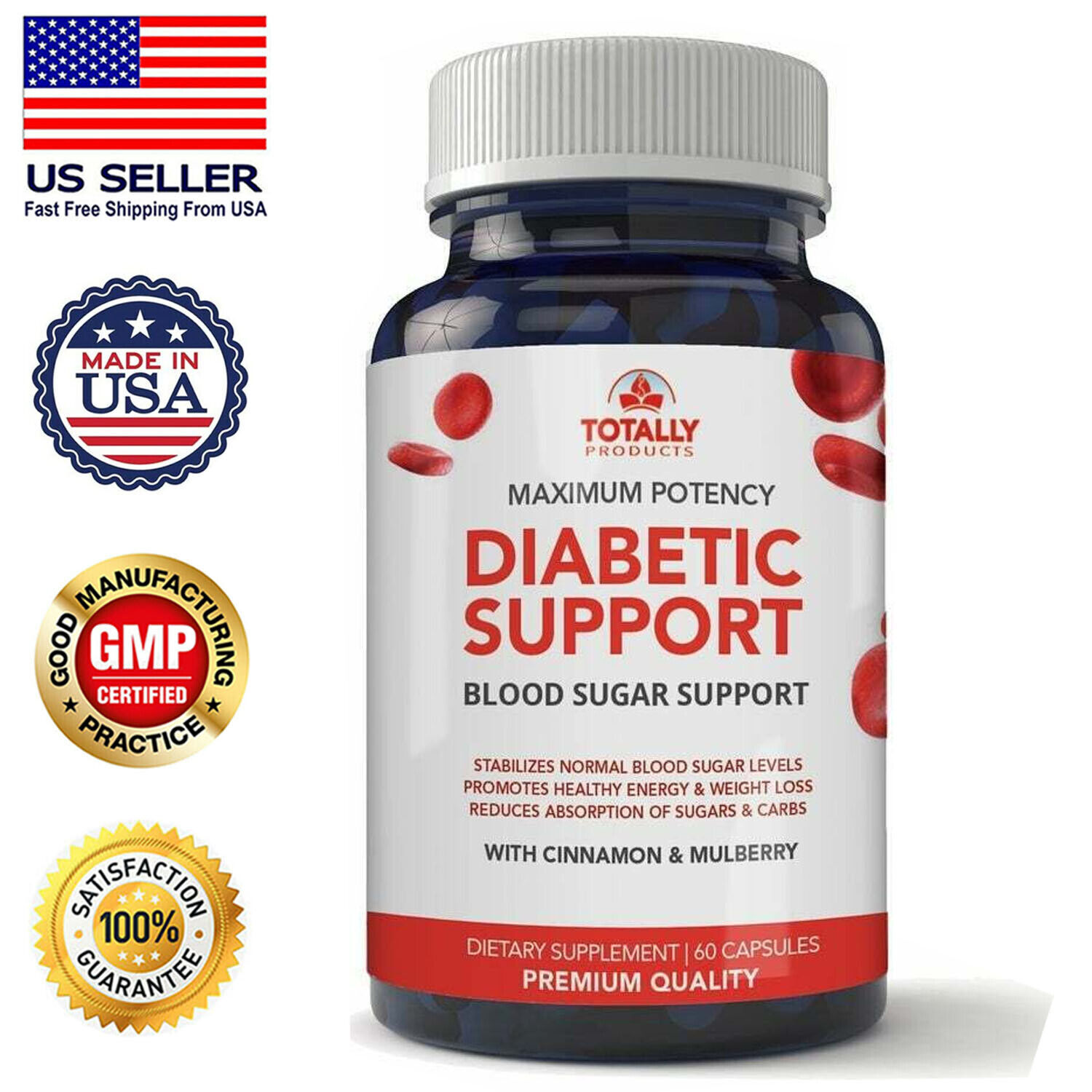 Glucose Balance Support Weight Management Energy Brain Health Supplement 60 Caps
