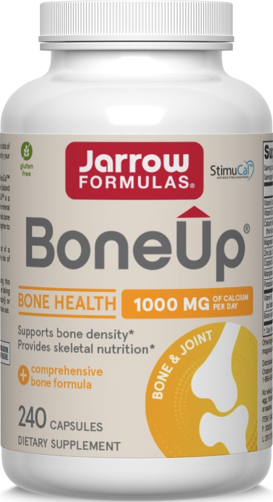Bone Density Support Supplement – 1000mg Calcium, MCHA, Vitamins D3 & K2, 240 Ca