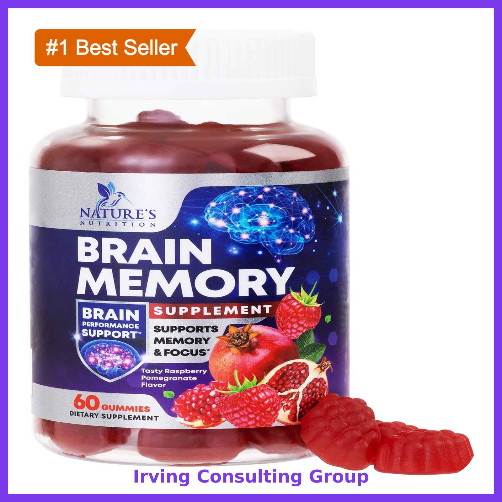 Nature’s Nutrition Brain Gummies Memory Focus 60 Count