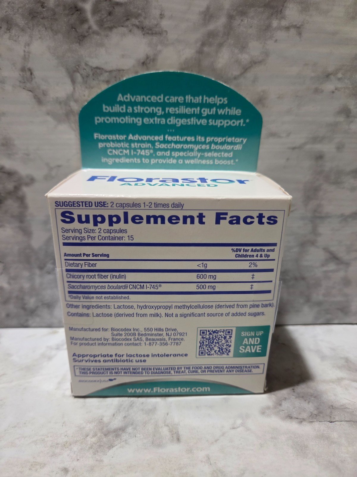 Floratstor Advanced Gut Boost Probiotic + Prebiotic Fiber 30 Capsules 11/2027