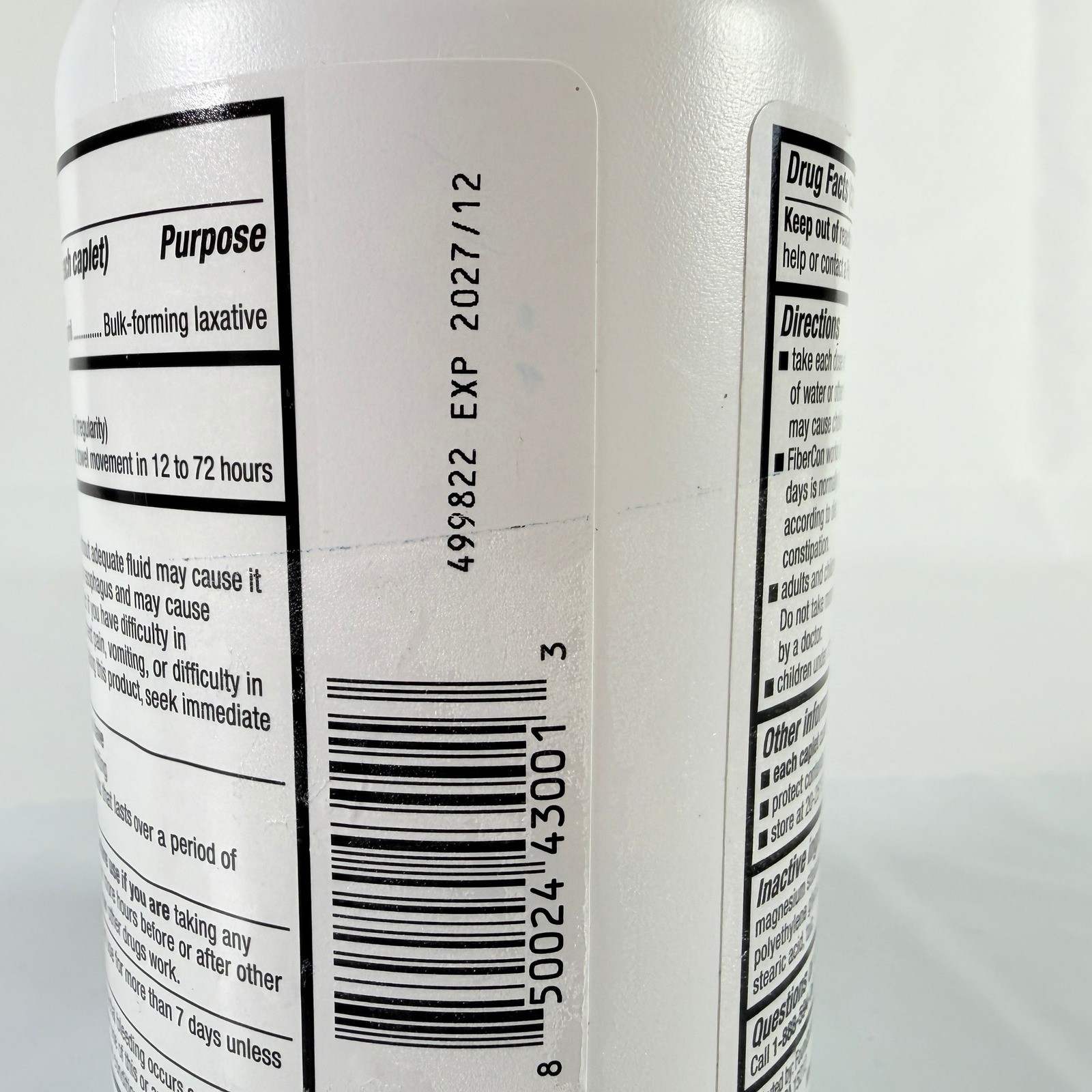FiberCon Calcium Polycarbophil Constipation Relief 140 Caplets EXP 12/27 NEW