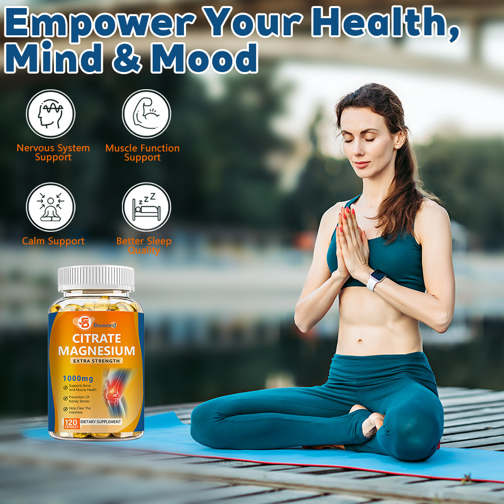 Magnesium Citrate 1000mg Capsules Super Strong Effective Capsules 120 Softgels