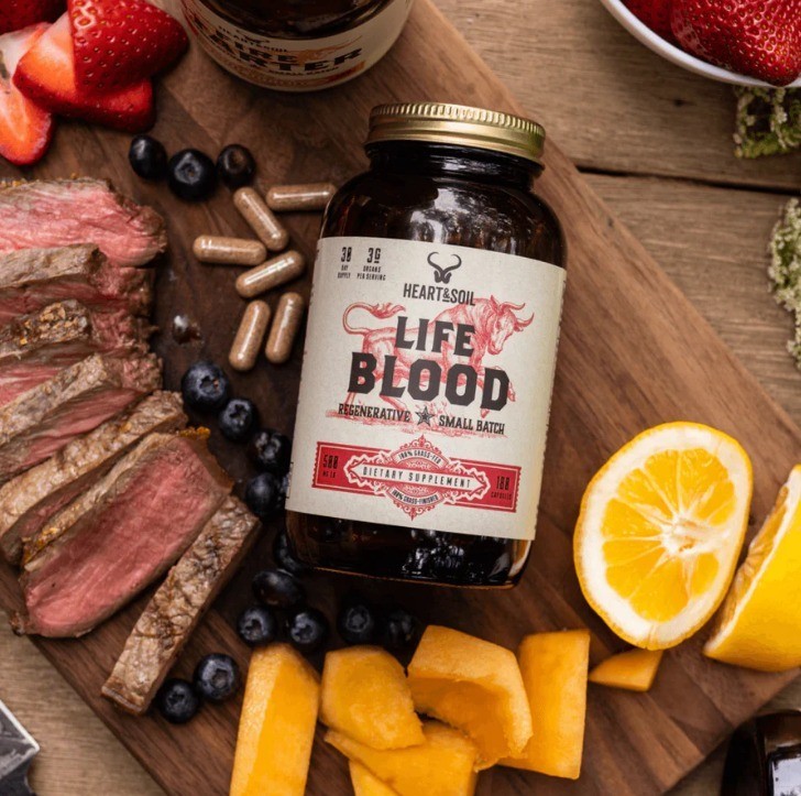 HEART & SOIL – 100% Grass Fed & Finished LIFE BLOOD Supplement – 180 Capsules
