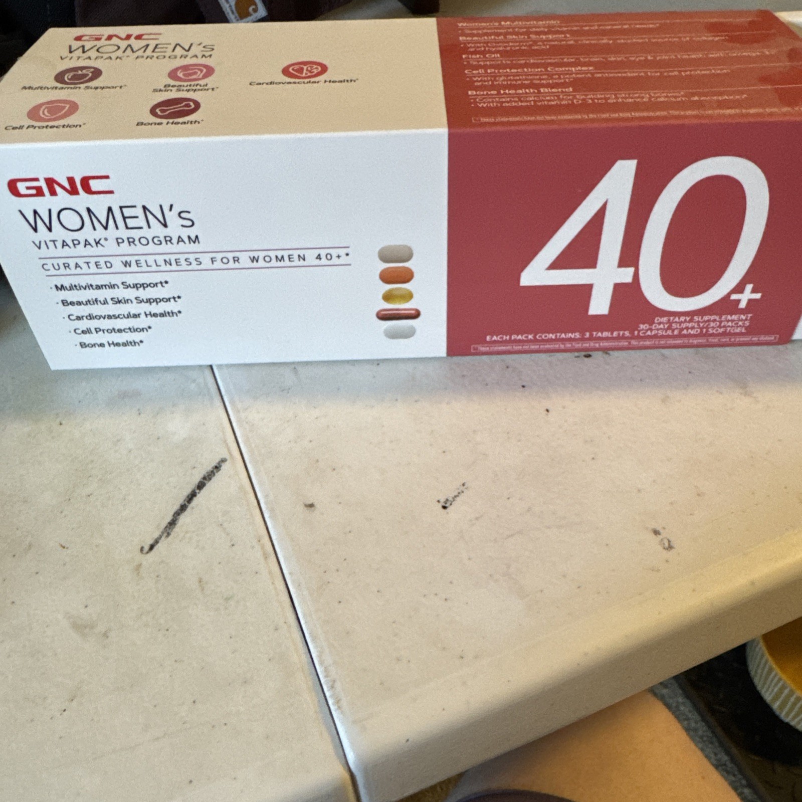GNC Women’s 40+ Vitapak, Multivitamin, Stress & Bone Support, Skin Support, 5-in