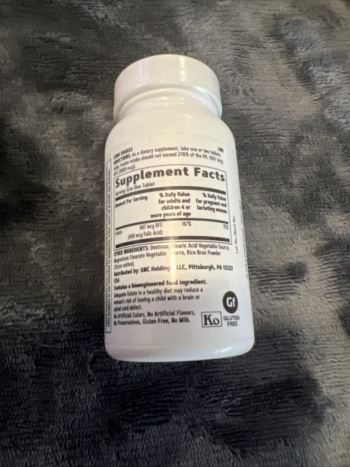 GNC Folic Acid 400mcg, 100 Vegetarian Tablets. Exp:12/2024