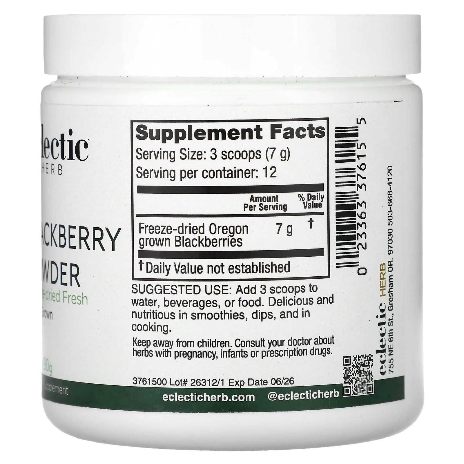 2 X Eclectic Herb, Blackberry Powder, 3.2 oz (90 g)