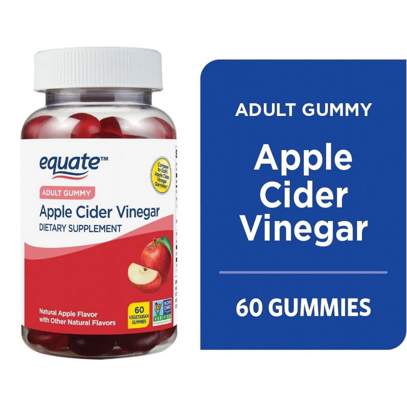 Equate 3-in-1 Daily Probiotic Dietary Supplement Gummies Fruit Flavors, 60 Count