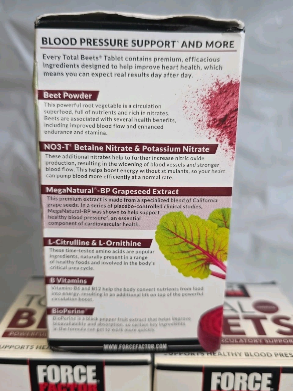 3pk FORCE FACTOR TOTAL BEETS BLOOD PRESSURE SUPPORT DIETARY SUPPLEMENT 120 TAB