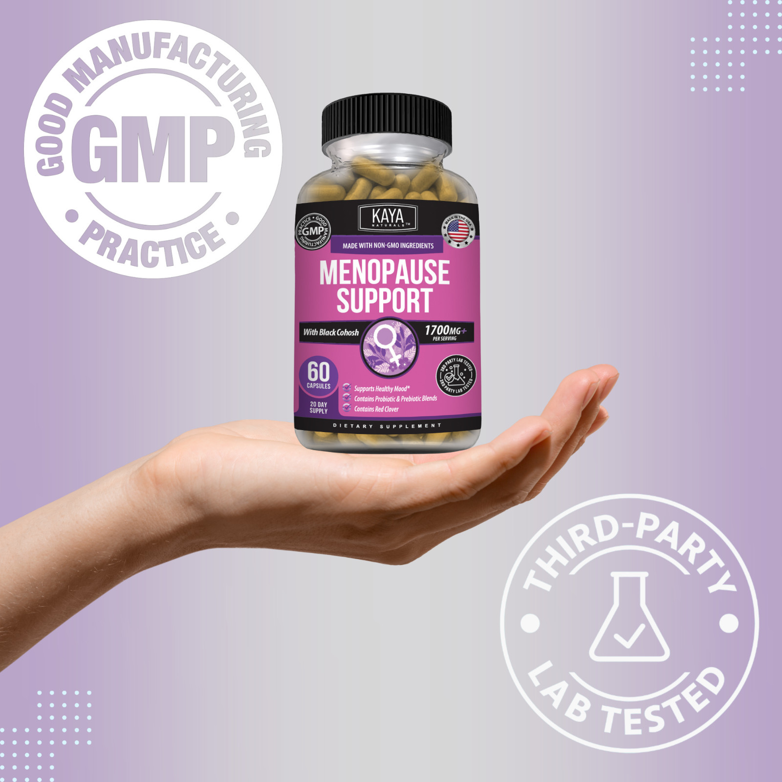 Menopause Support Supplement for Women with Black Cohosh, DIM & Red Clover