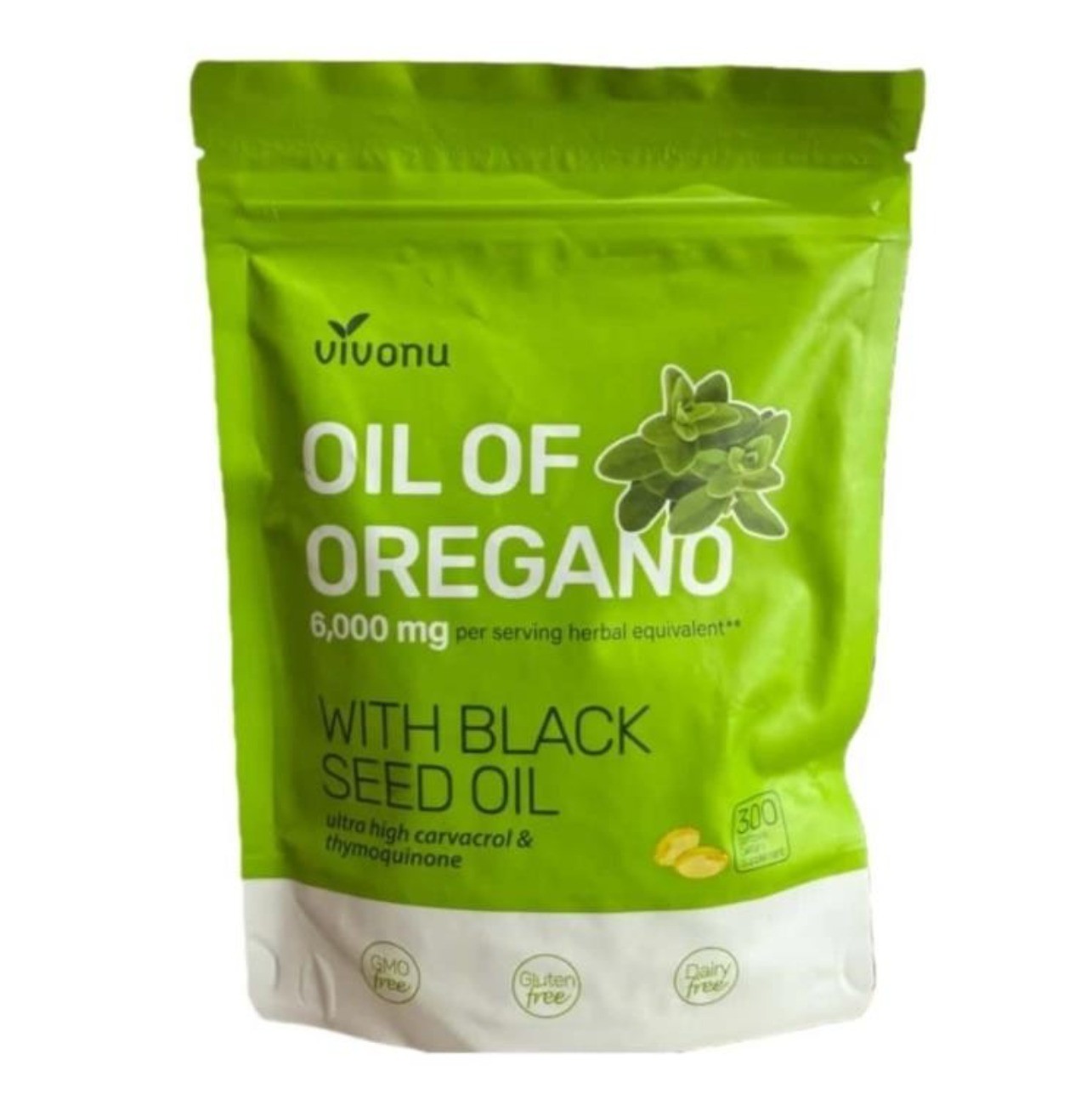 VivoNu Oil of Oregano 300 Softgels includes Black Seed Oil – 6000mg Oregano Oil