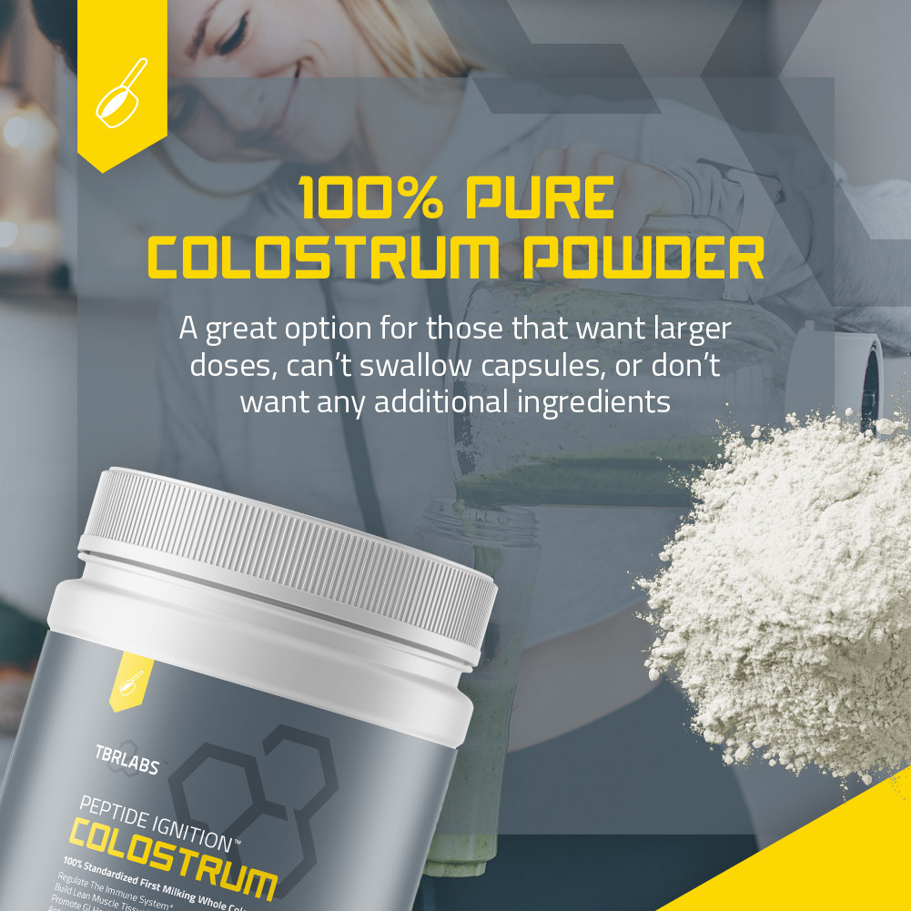 TBR Labs Bovine Colostrum Powder, First Milking USA Source – 200g (132 Servings)