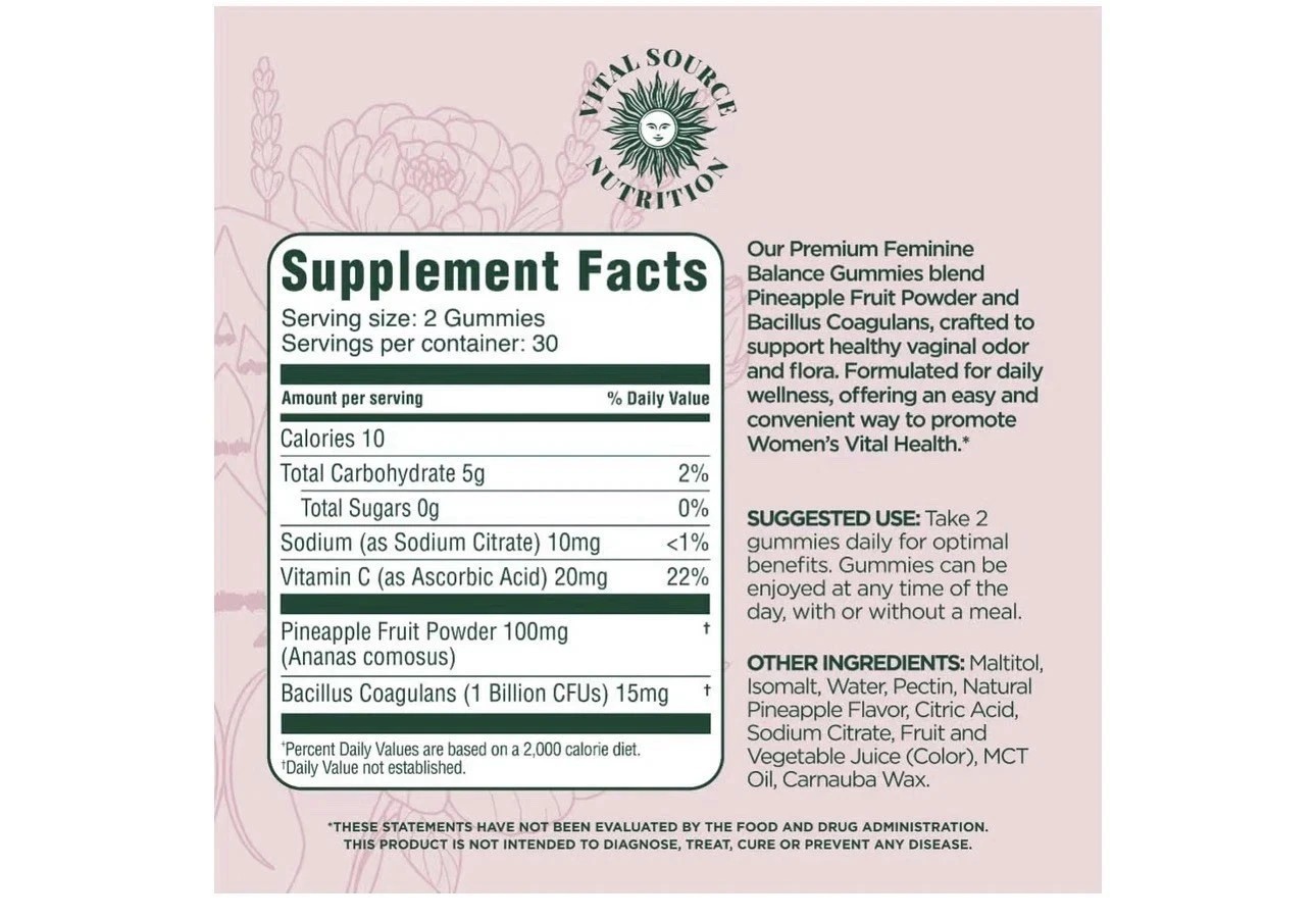 2 PACKS—NEW LUXRY Vital Source Nutrition Premium Feminine Balance Gummies 60