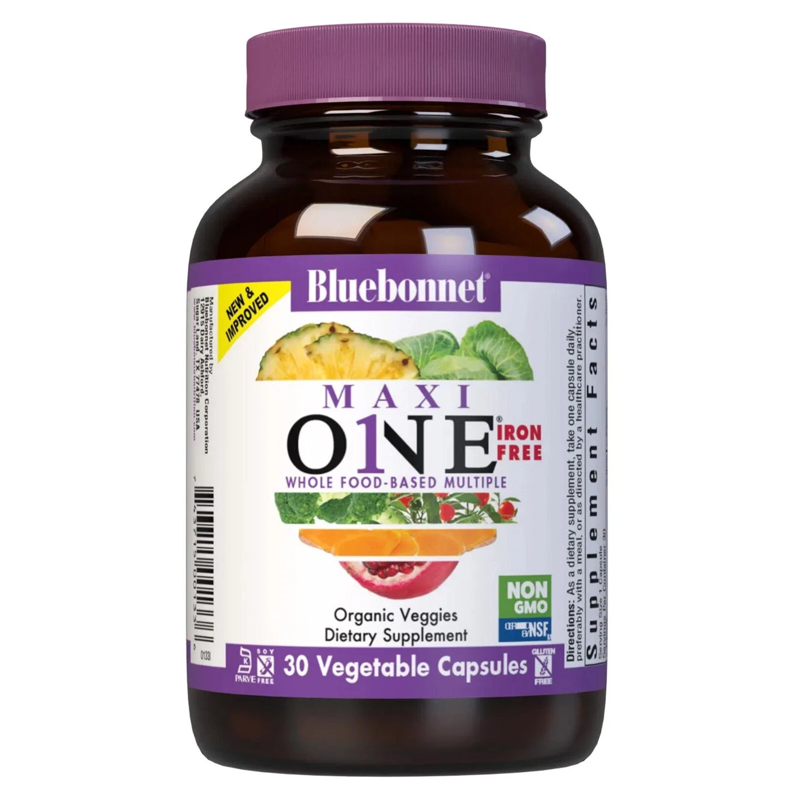 Maxi One (Iron-Free) 30 Vegetable Capsules, Daily Nutritional Support