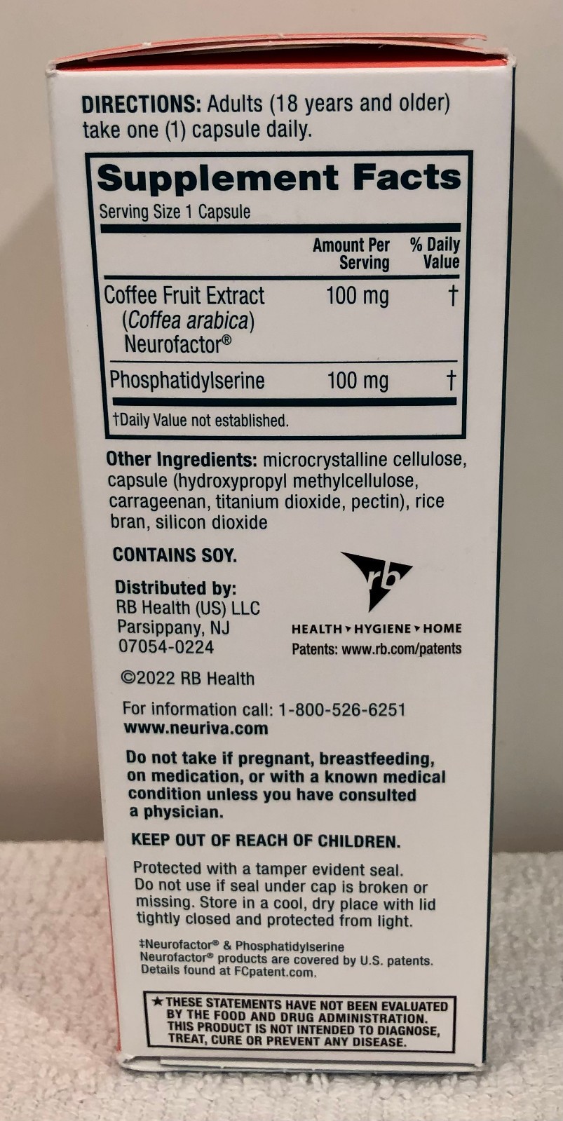Neuriva Original Brain Nootropic Supplement Memory Focus Concentration 30 Caps