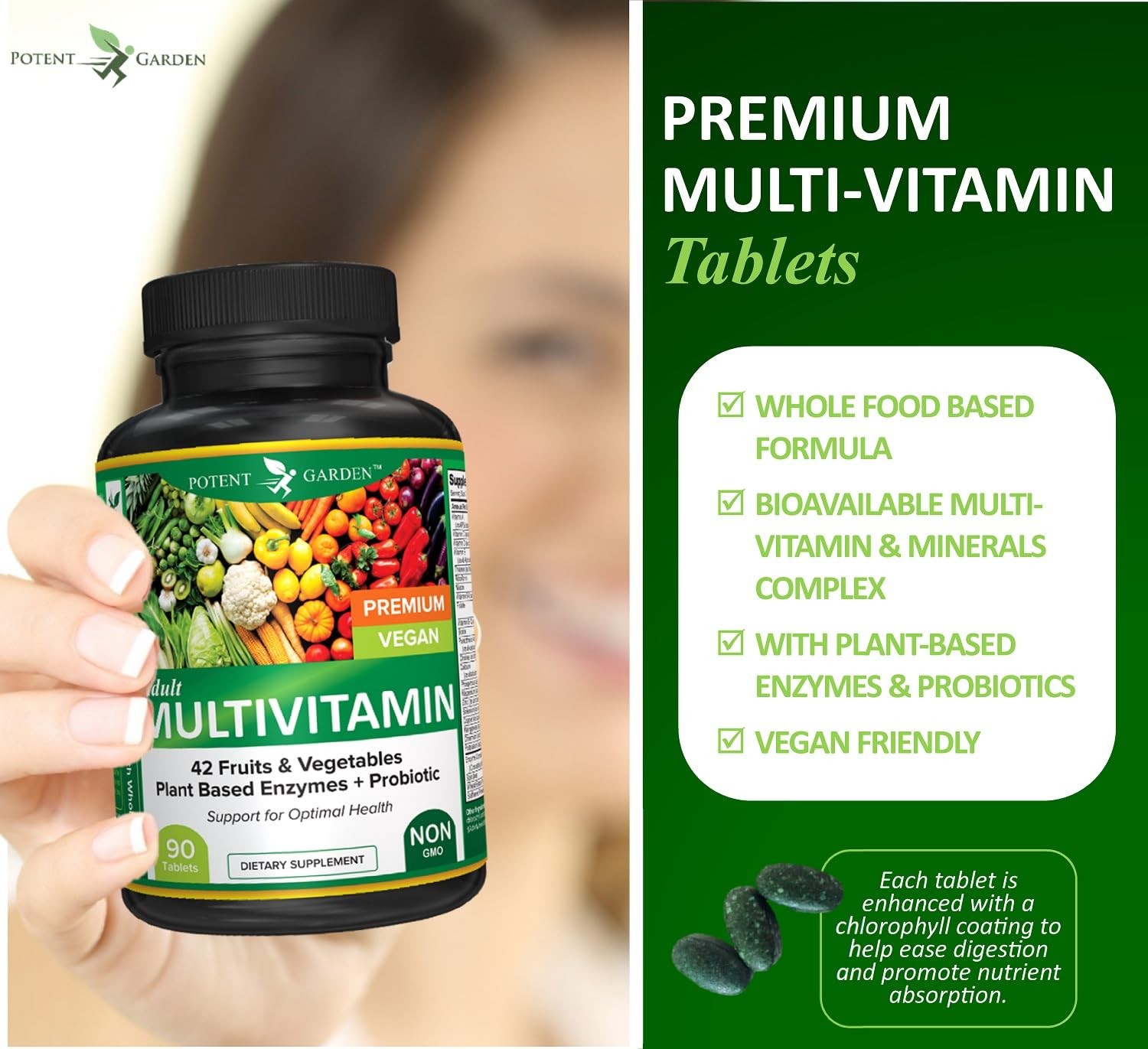 Potent Garden Adult Multivitamin for Women & Men 42 Fruits & Vegetables Plus …
