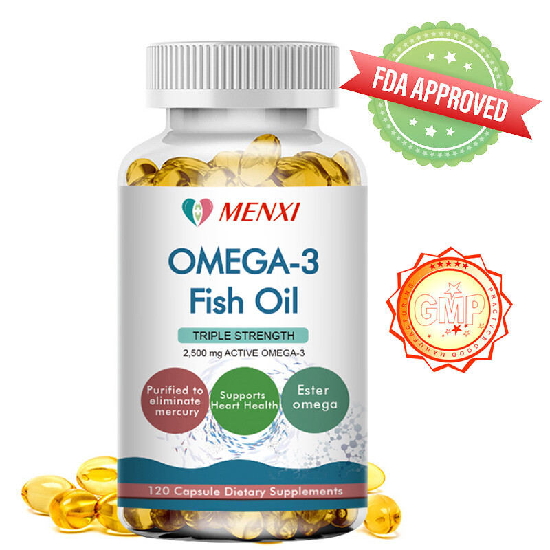 120pcs Omega 3 6 9 Capsules Fish Oil 2500mg High Strength EPA DHA Flaxseed Pills
