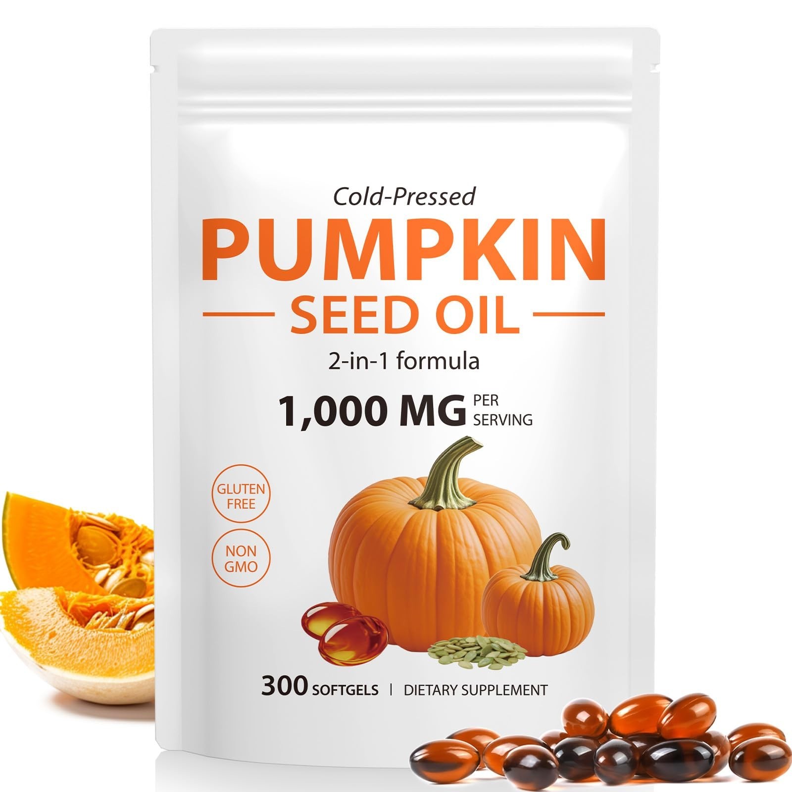 Pumpkin Seed Oil Capsules with Saw Palmetto – Cold Pressed, Prostate & Hair Supp