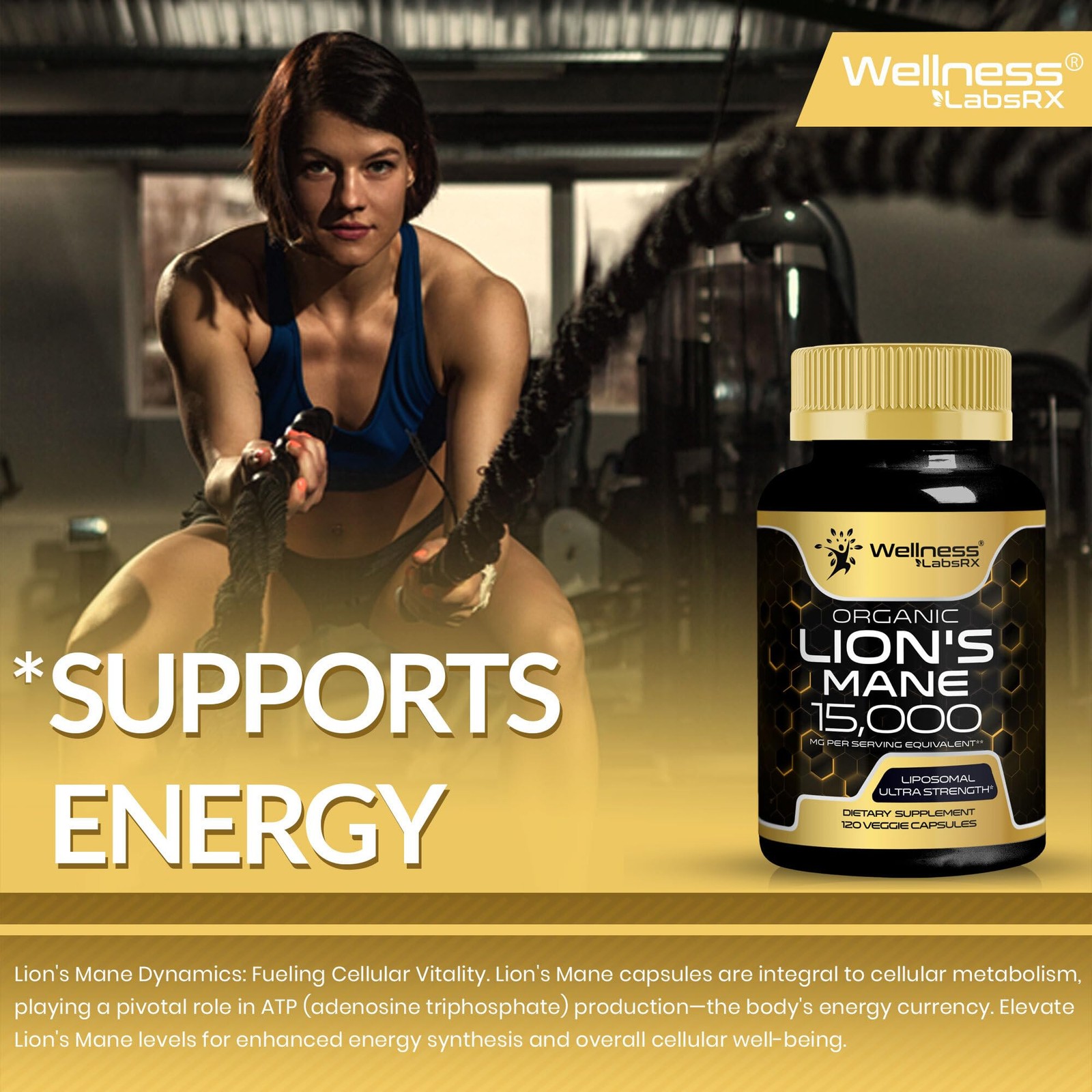 Organic Lions Mane Capsules – 120 Count for Memory, Focus, and Brain Health