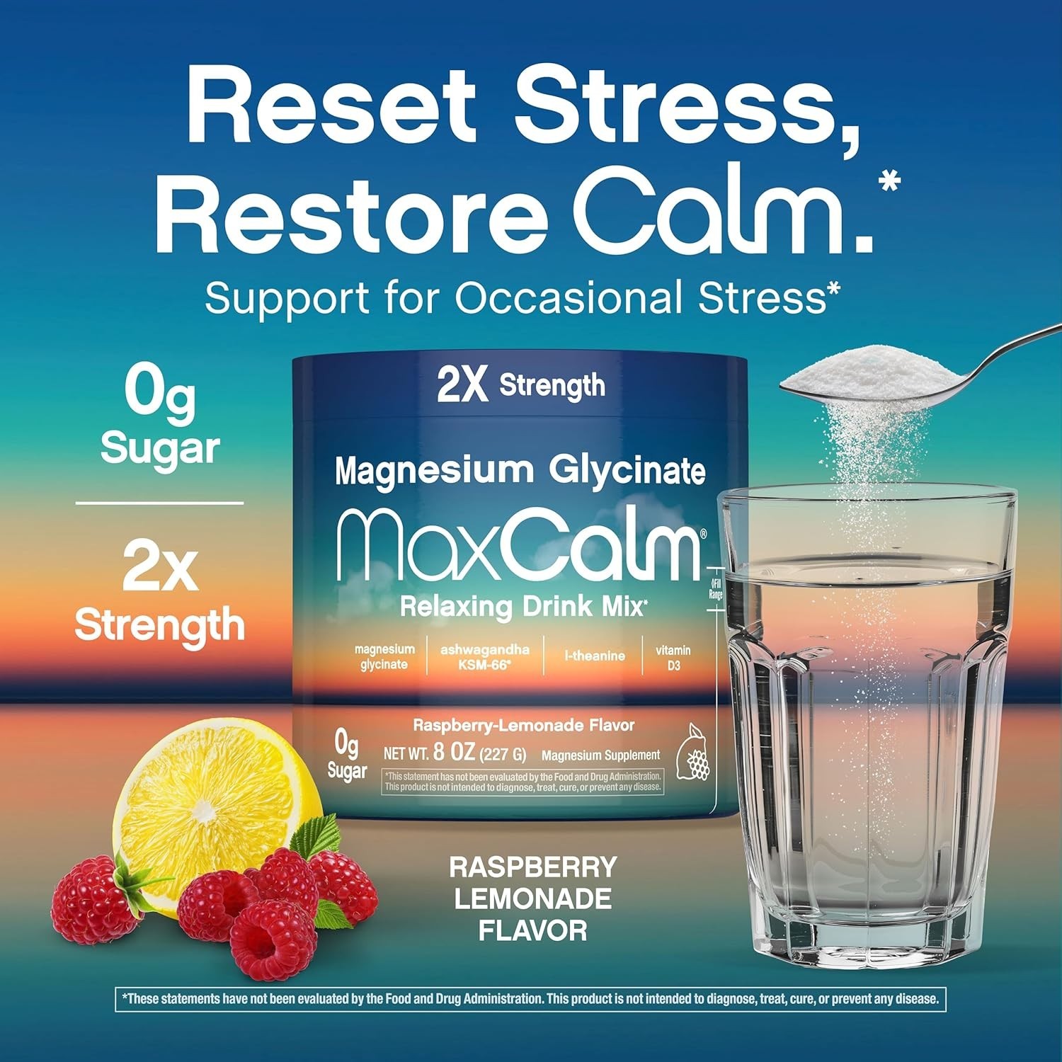Relaxing Drink Mix | Raspberry-Lemonade Flavor | 8 Ounce (Pack of 1)