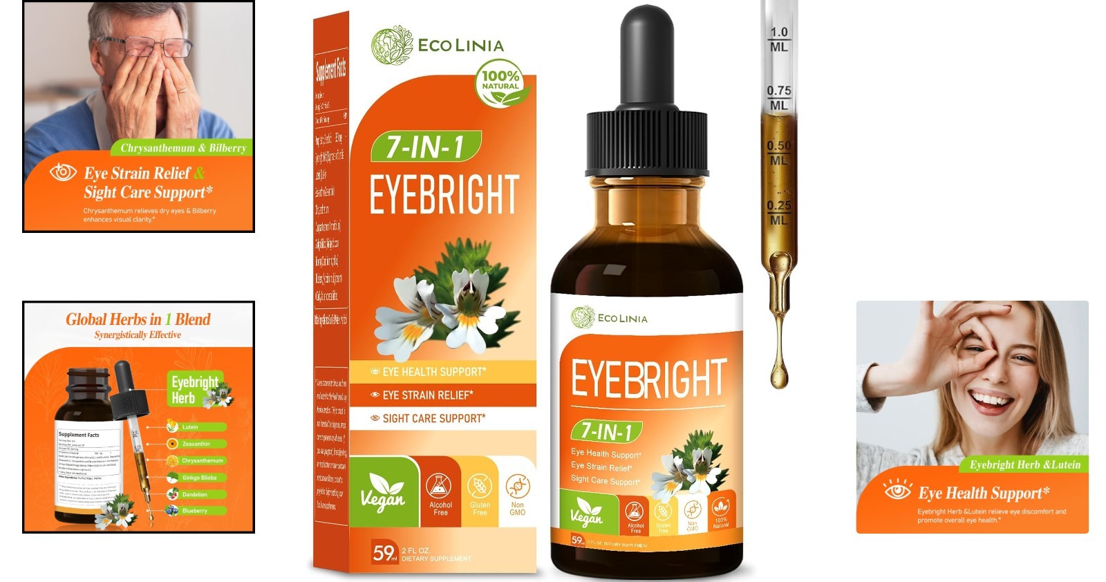 Natural Eye Comfort Drops – Euphrasia Officinalis & Blueberry Extract, 2 oz