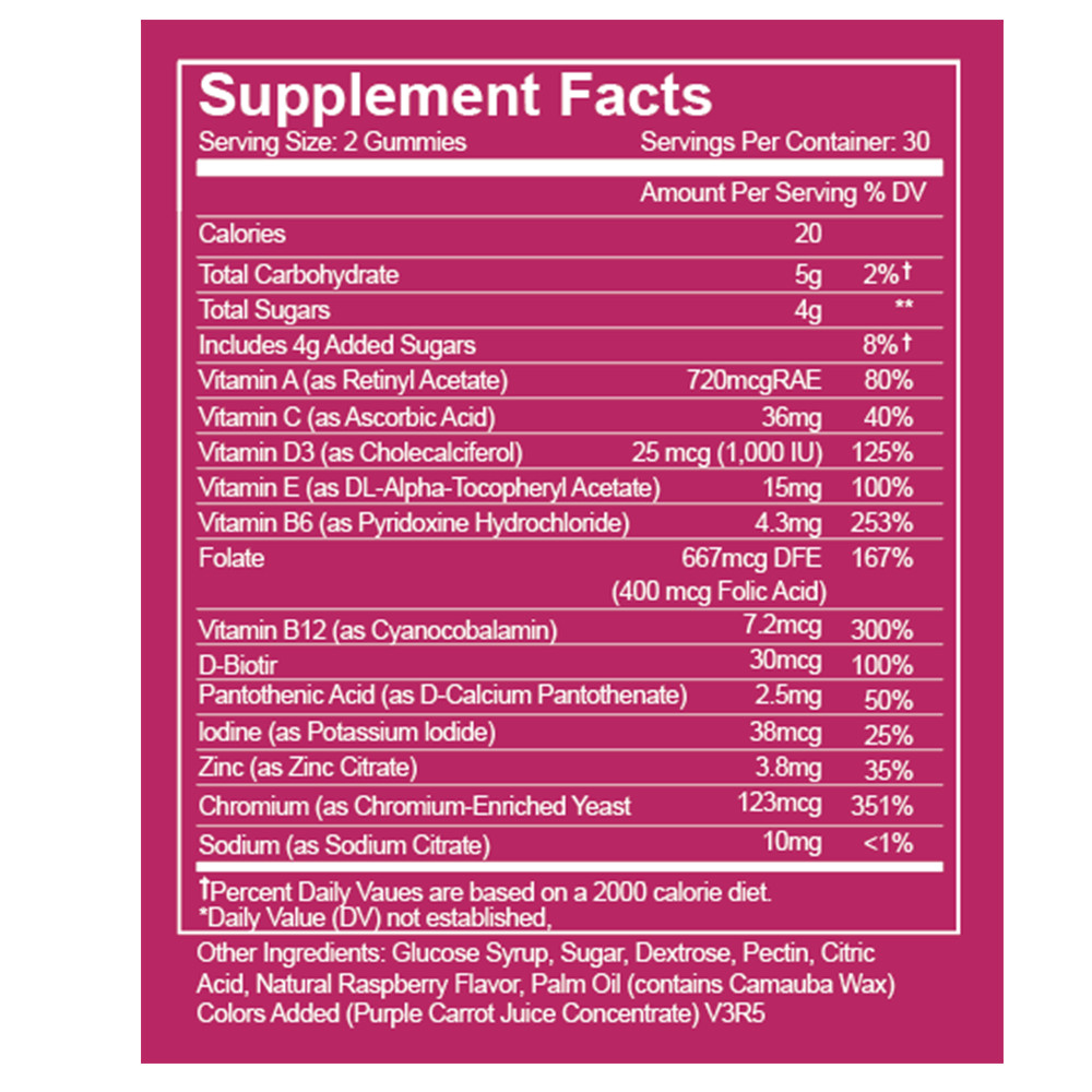 60 Fruits & Veggies Multi-Vitamin Gummies Dietary Supplement Immune Support US
