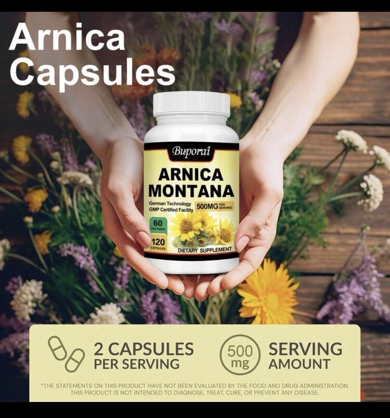 Buporai Arnica Montana 500mg For Muscle & Joint Health Ant-Anflammatory Support