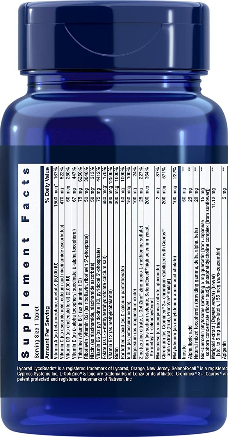 Life Extension One-Per-Day Multivitamin Essential Vitamins, Minerals 60 Tablet