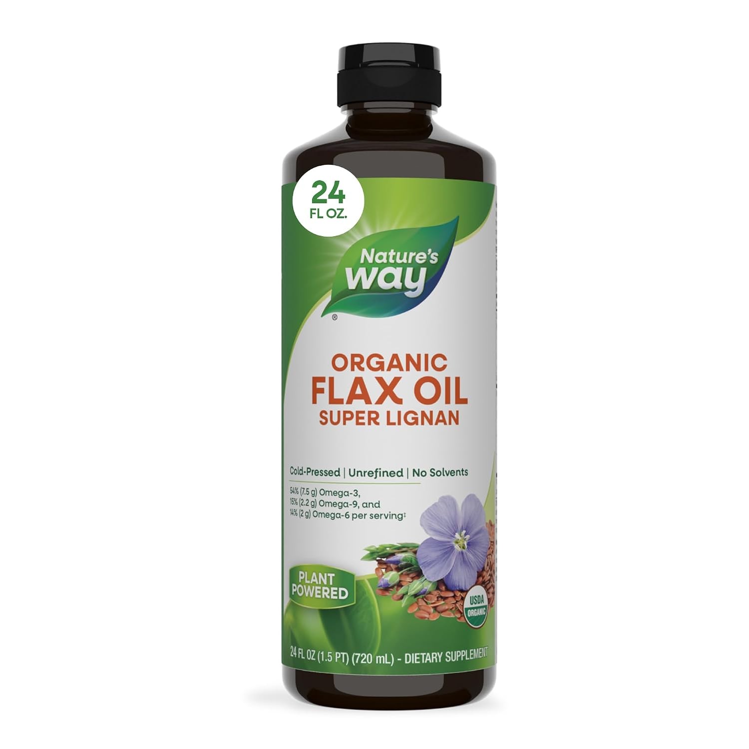 Organic Flaxseed Oil Unflavored Super Lignan Flax Oil 24 Fl Oz Omega 3 Flax
