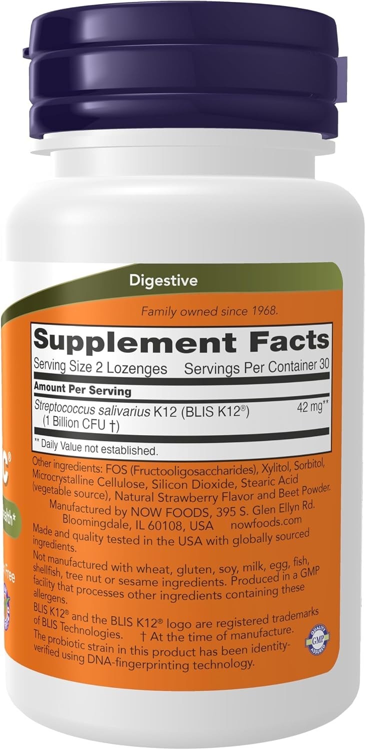 Now Foods OralBiotic 60 Lozenges Gluten-Free, GMP Quality Assured EXP 05/2027