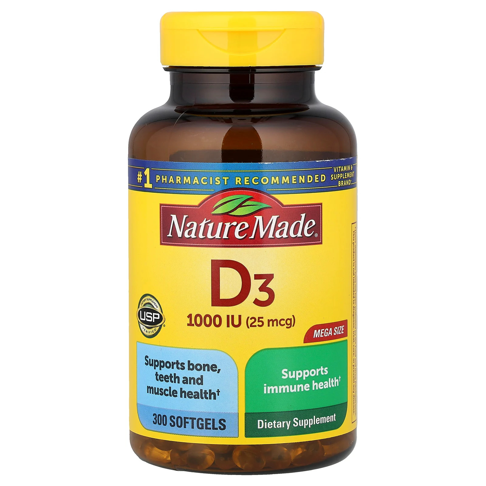 Vitamin D3, 25 mcg (1,000 IU), 300 Softgels