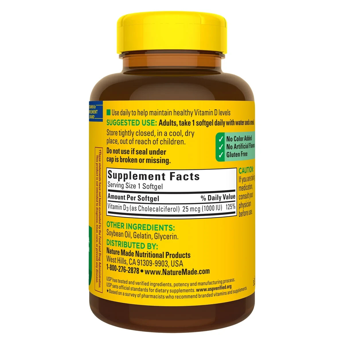 Nature Made Vitamin D3 25 mcg. 1000 IU 650 Softgels 09/2027