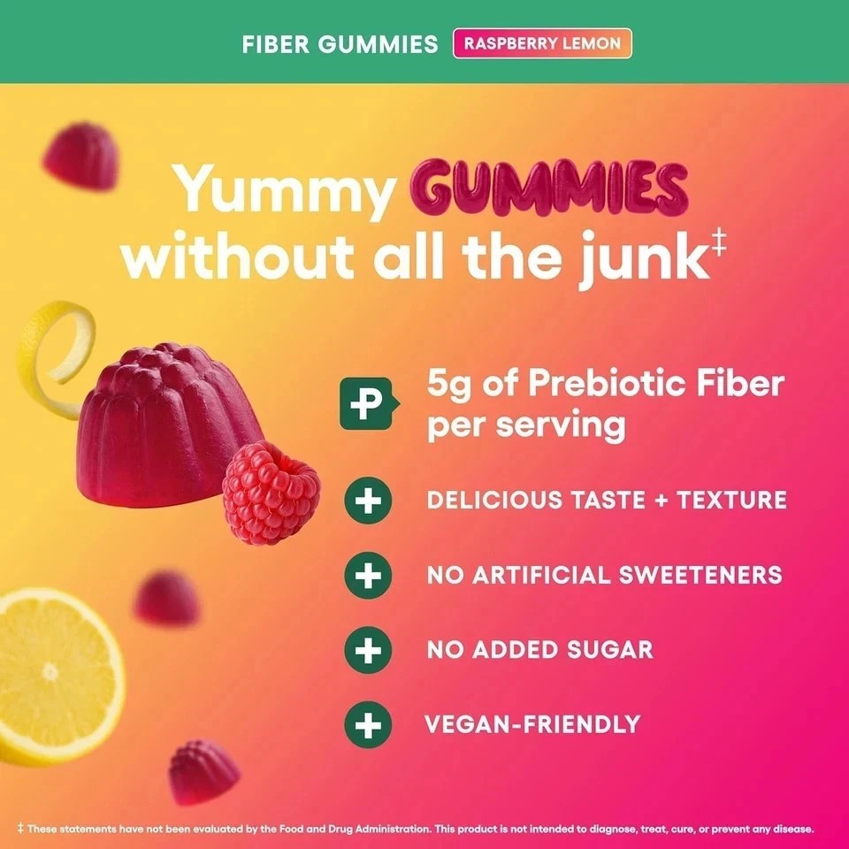 Physician’s Choice Fiber Gummies for Digestive Health & Regularity – Raspberry L