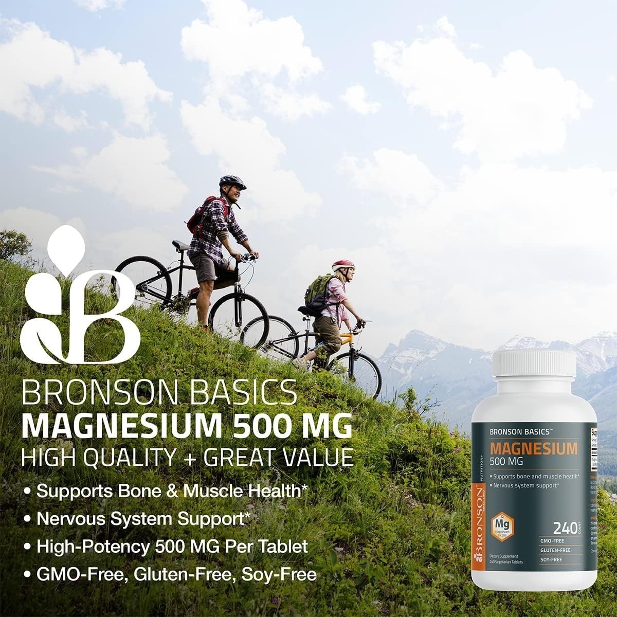Bronson Magnesium 500mg Bone Muscle & Nervous System Support 120 Tablets