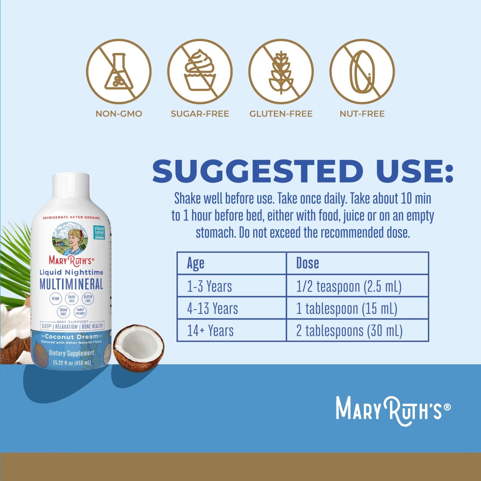 Mary Ruth Organics Nighttime Coconut Sugar-Free 15.22 oz Magnesium Citrate 10/27