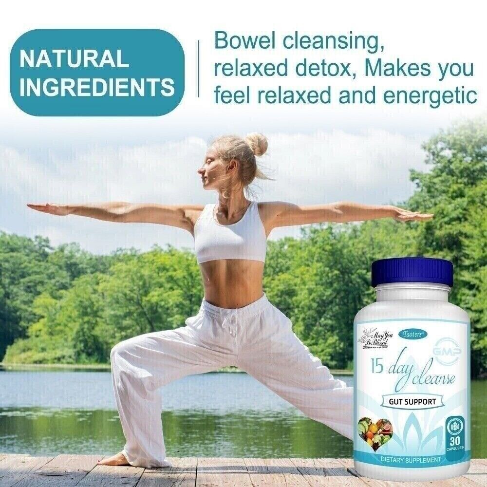 15 Cleanse Day Gut Support Intestinal Purification Detoxification 30 Capsules US