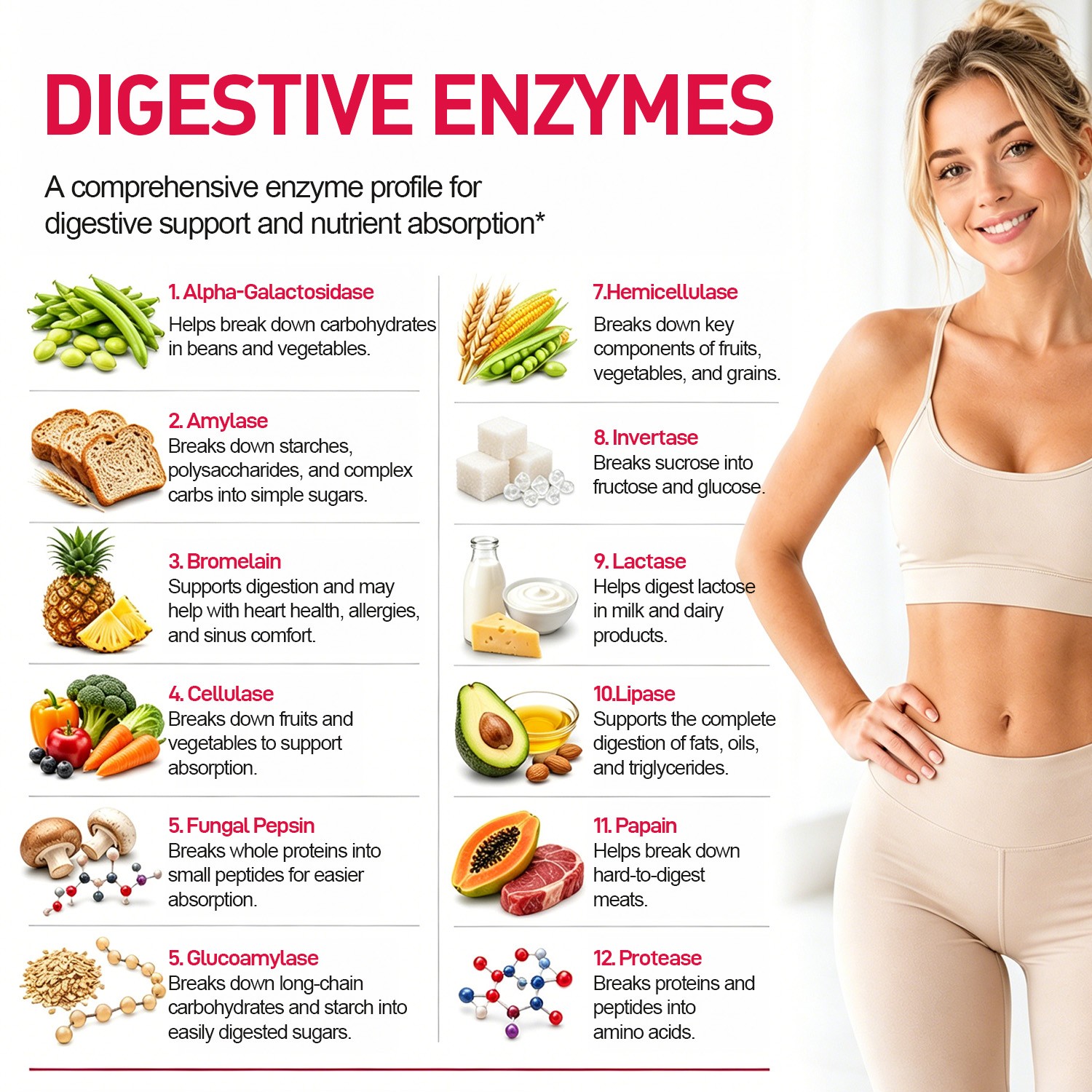 Digestive Enzymes w/ Prebiotic & Probiotics, Gas, Constipation & Bloating Relief