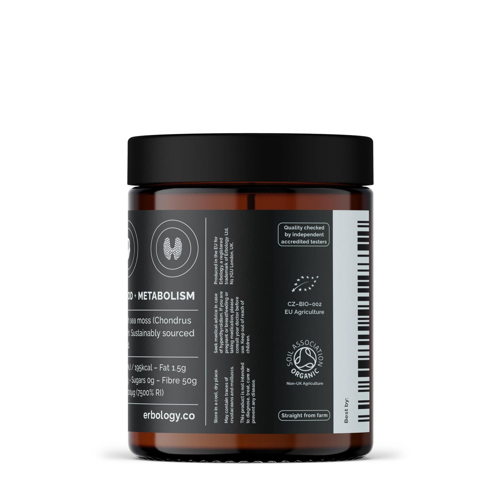 Erbology Organic Irish Sea Moss Powder 3.2 oz – 90 Servings – Sustainably Sou…
