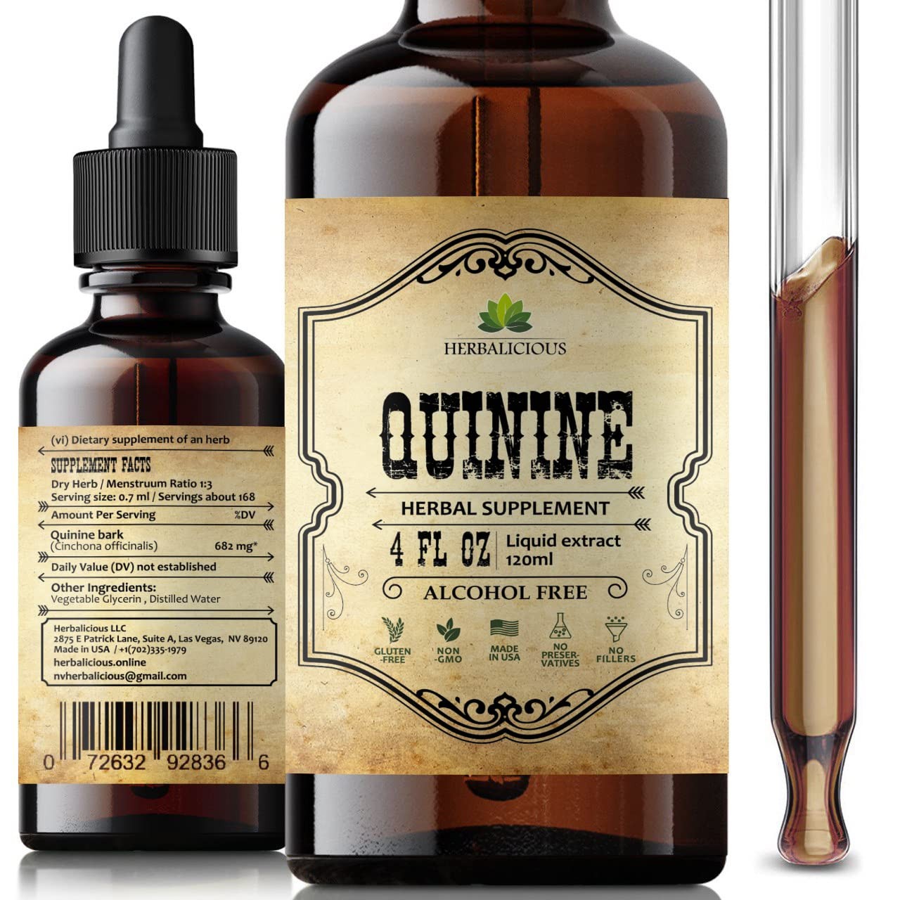 Quinine Liquid Extract 4oz – Restless Legs & Nighttime Cramp Relief, Natural