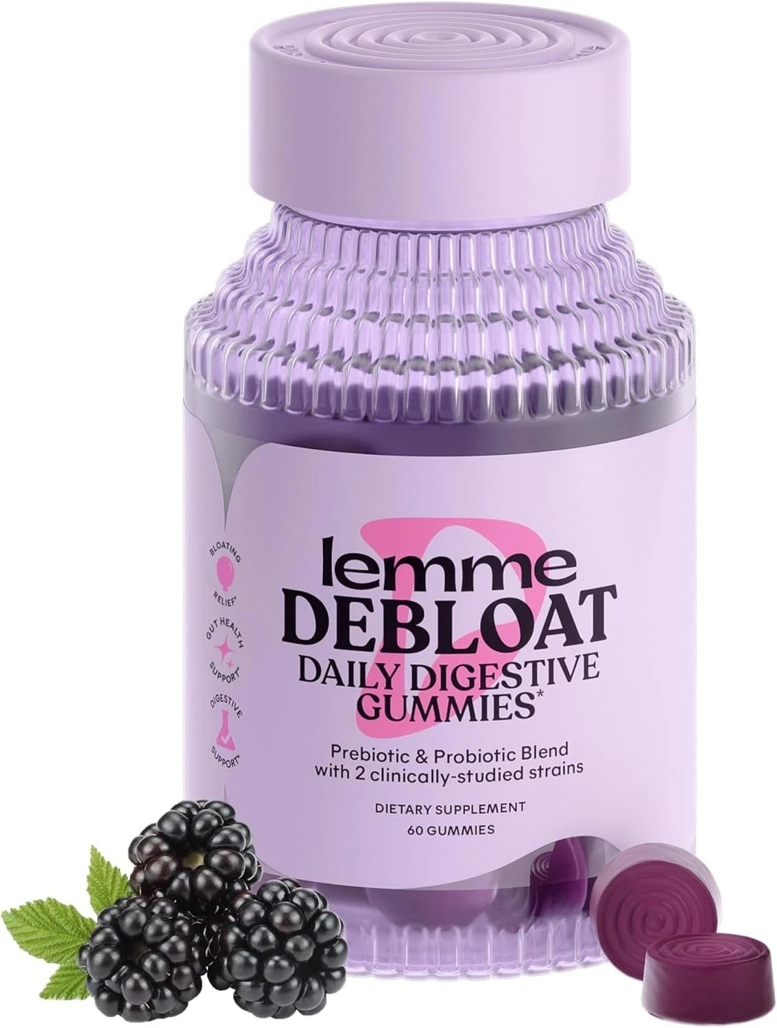 Debloat – Digestive & Gut Health Gummies with 2 Clinically Studied Probiotics…