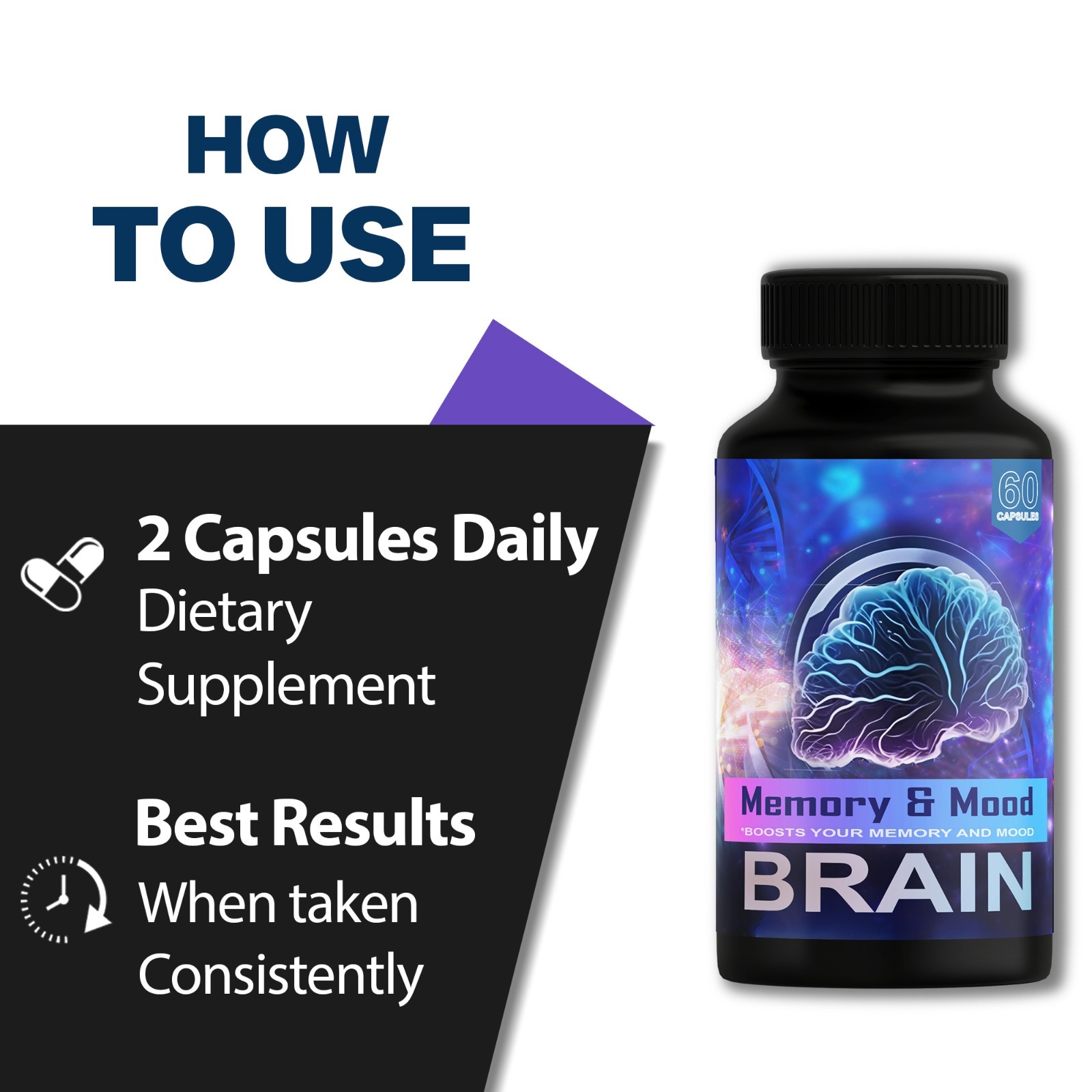 ( 2 Pack ) Brain Memory and Mood Support Supplement Pills Advanced Formula