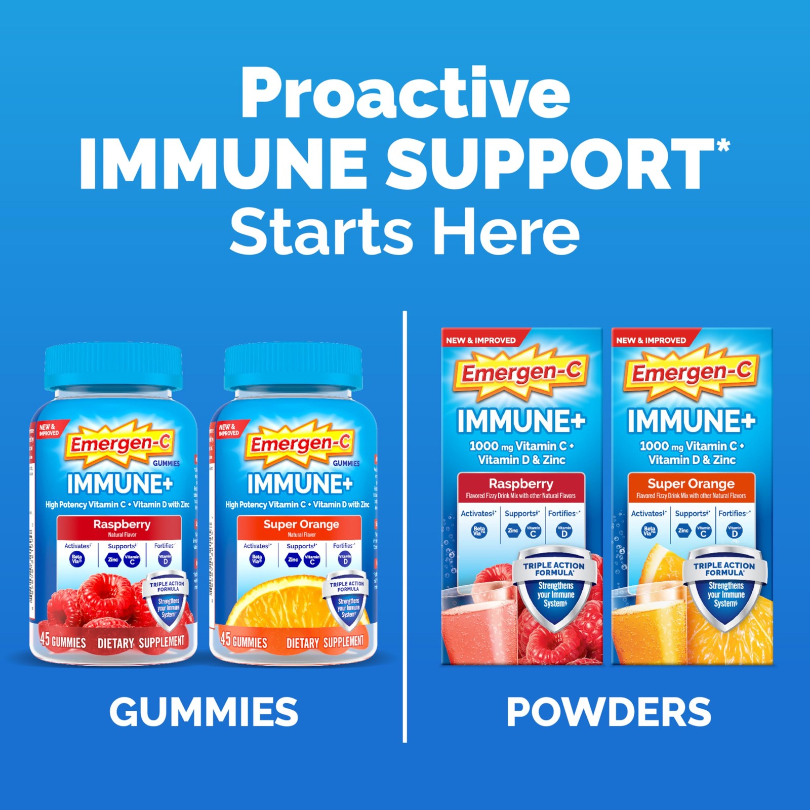 Emergen-C Immune+ Triple Action Immune Support Gummies, 45 Count (Pack of 1)