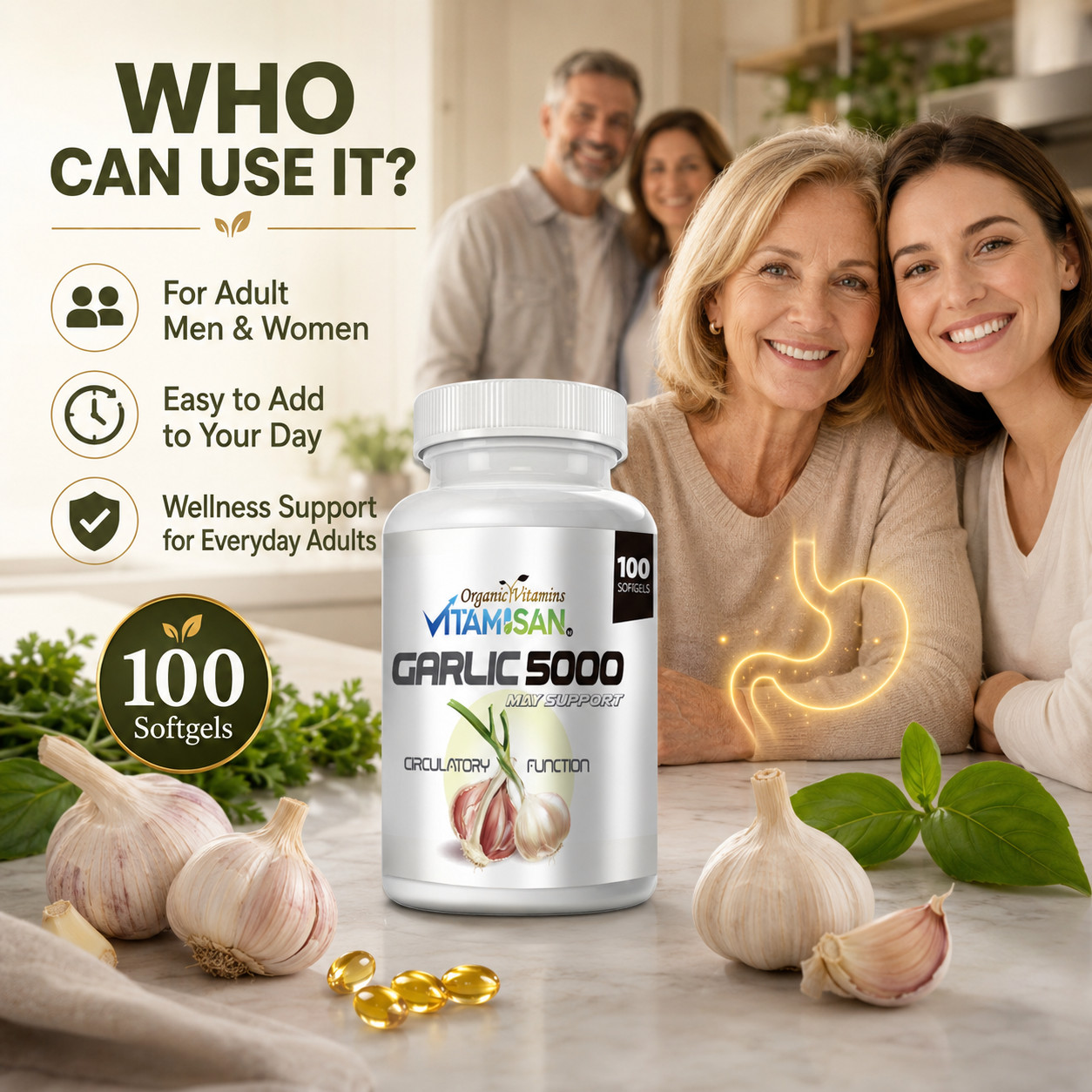 2 Garlic Fresh Extract 5000 mg Cholesterol Health supp 200 Antioxidant Pills gel