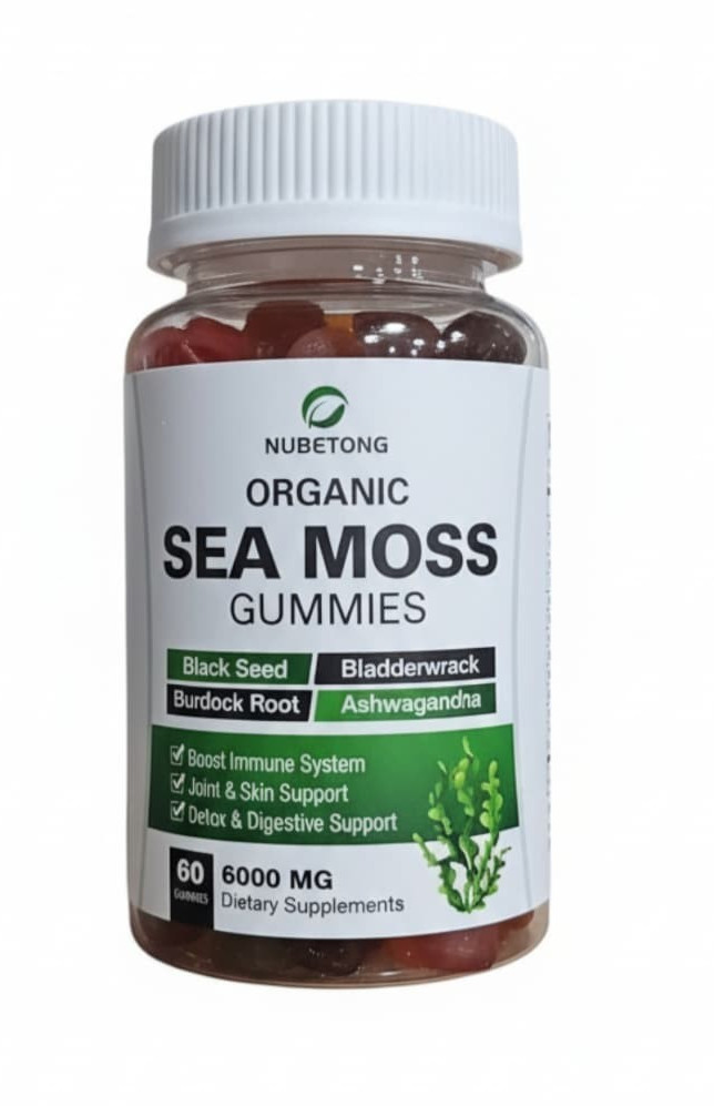 Sea Moss 6000mg Gummies with Bladderwrack and Burdock Root Natural Irish, 60 CT