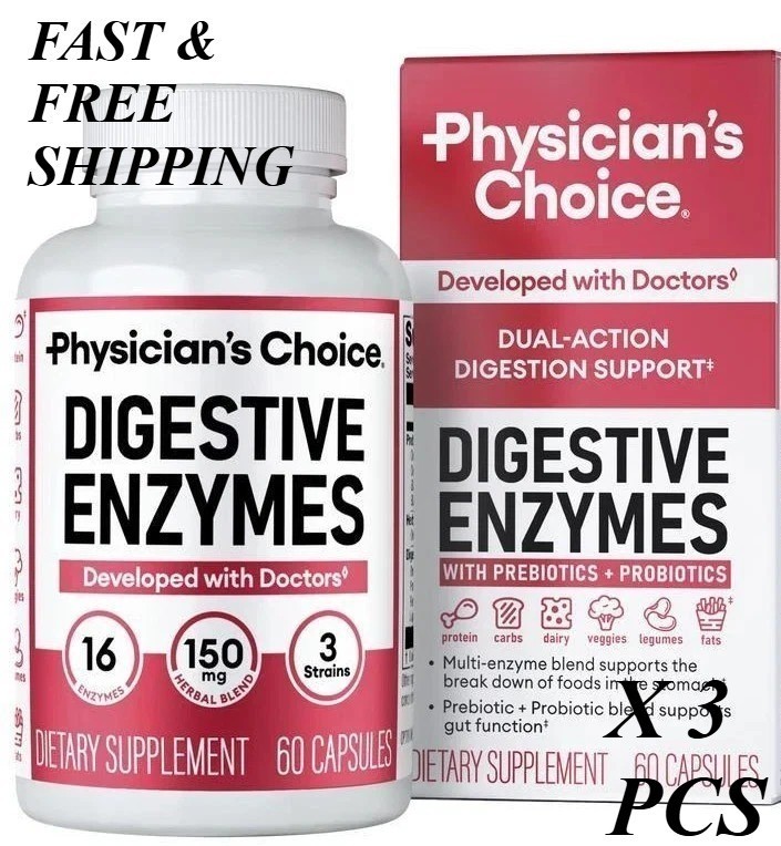 Physician’s CHOICE Digestive Enzymes – Multi Enzymes, Organic Prebiotics – 60 CT