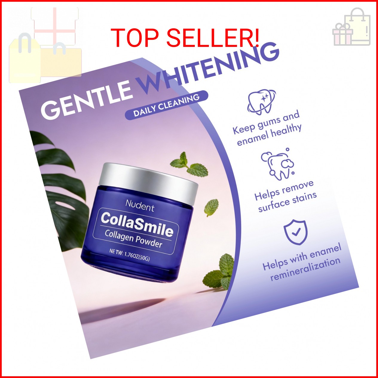 Nudent CollaSmile Collagen Tooth Powder with Hydroxyapatite – Enamel Strengtheni