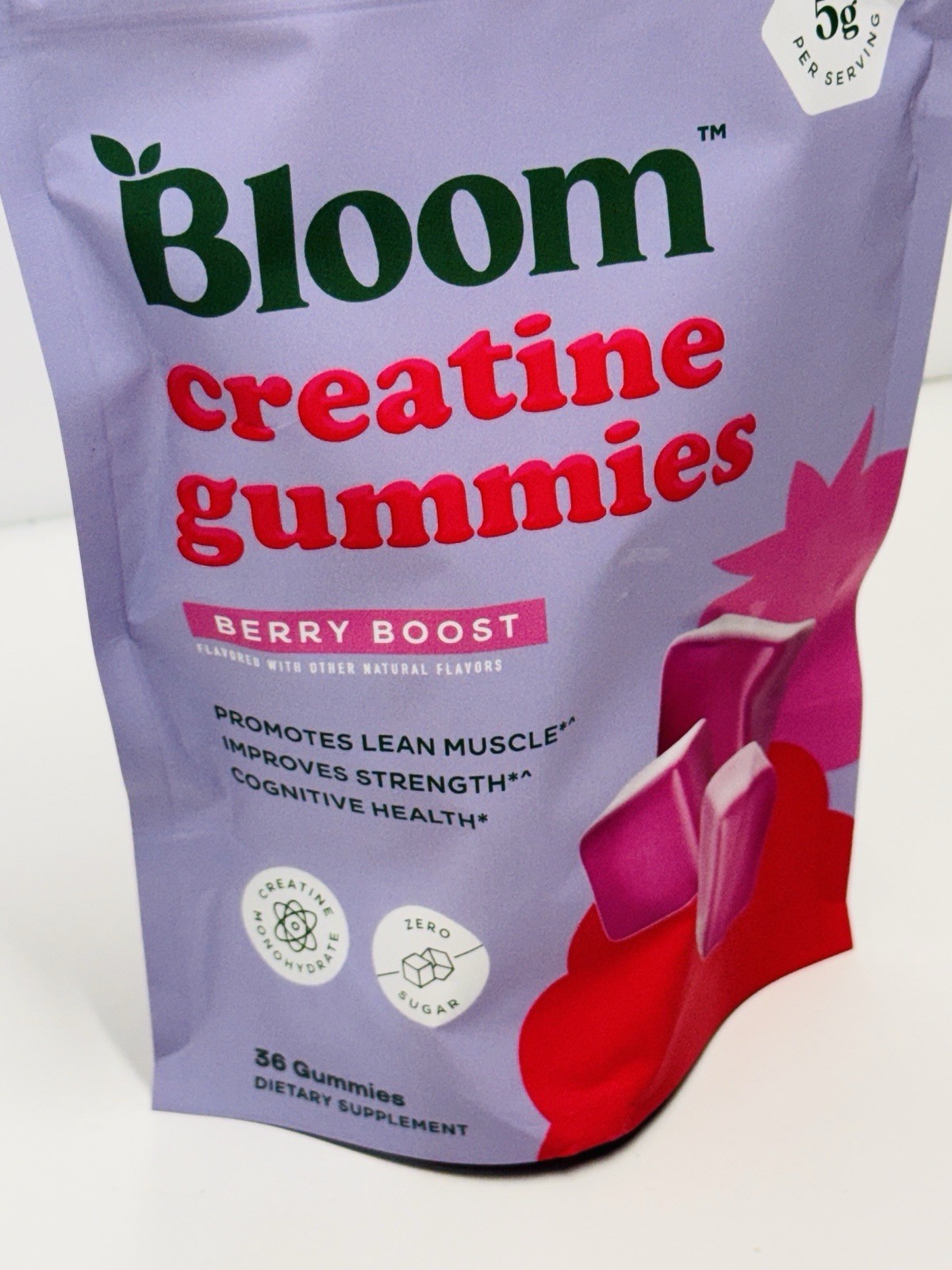 Bloom Nutrition Creatine Gummies Berry Boost 36ct Vegan Non GMO Gluten Free 4/27