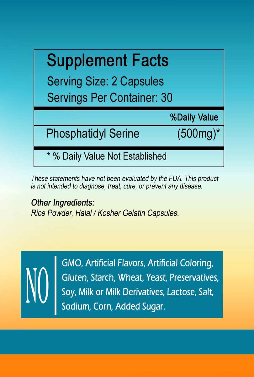 Phosphatidyl Serine 500 mg capsules serving- gluten free